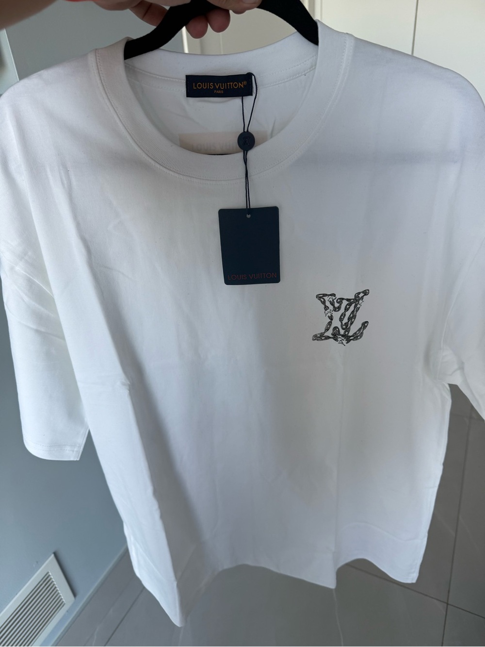 Louis Vuitton White Short Sleeve Crewneck T-Shirt with LV Monogram Detail